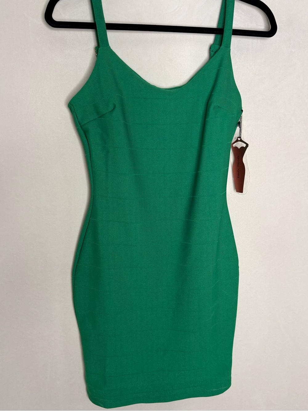 Haute Monde Emerald Green Bodycon Spaghetti Strap Mini Dress